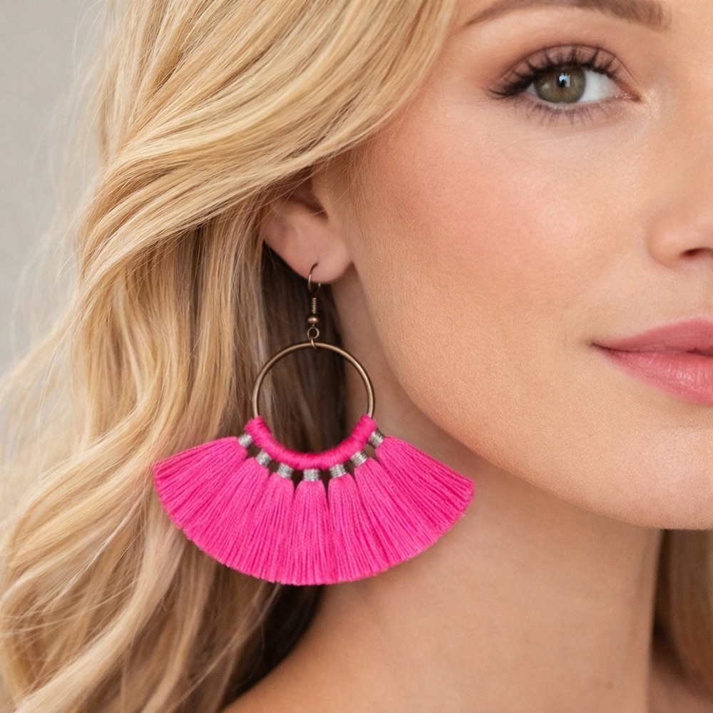 Pink Tassel Earrings